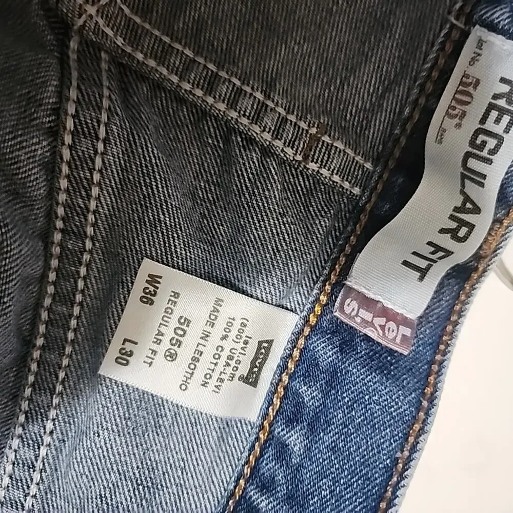 Levis 505 Jeans Men’s 36x30 Regular Fit Straight Leg Light Wash Mid Rise